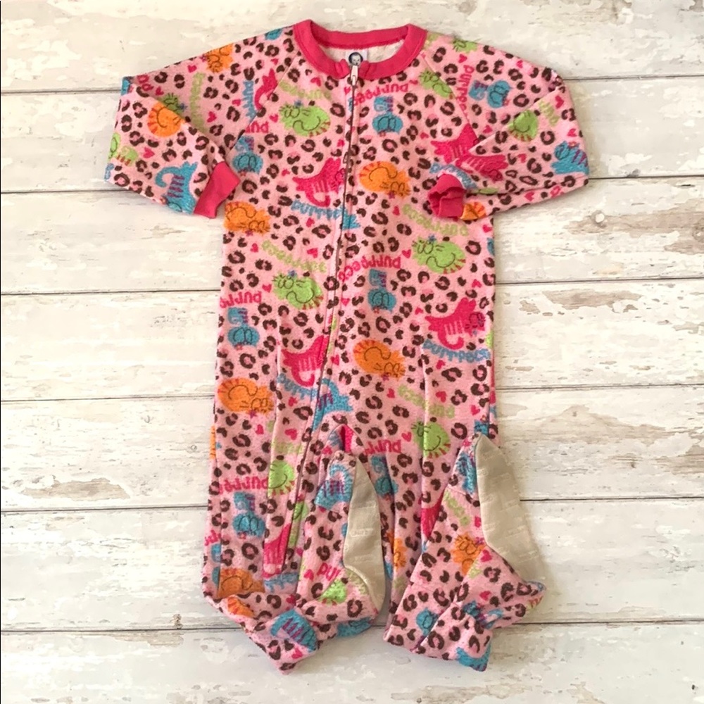 Girls 4T Pink Kitty Cat Footie Sleeper Pajamas One Piece Kids Pjs Size 4